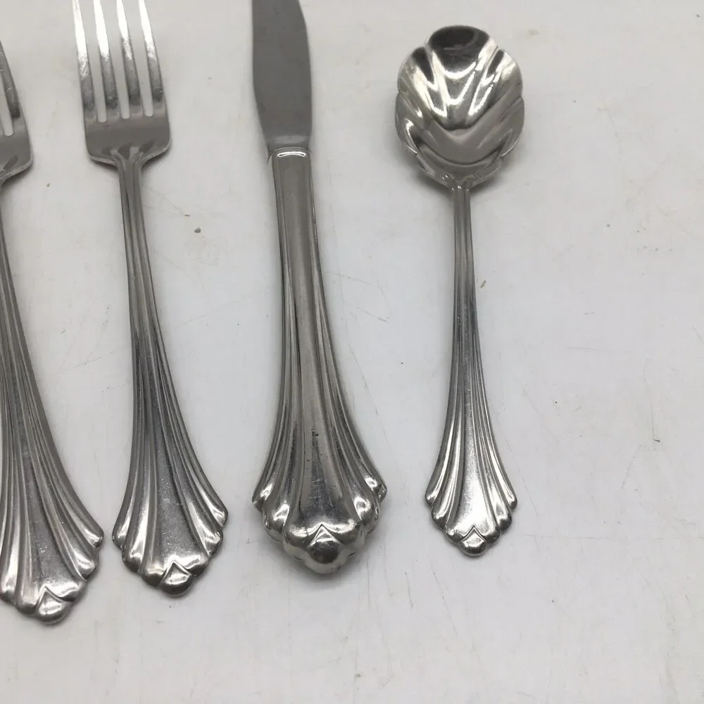 Oneida USA BANCROFT Stainless Flatware Set Of 5 - Dinner Fork Knife Sugar Spoon